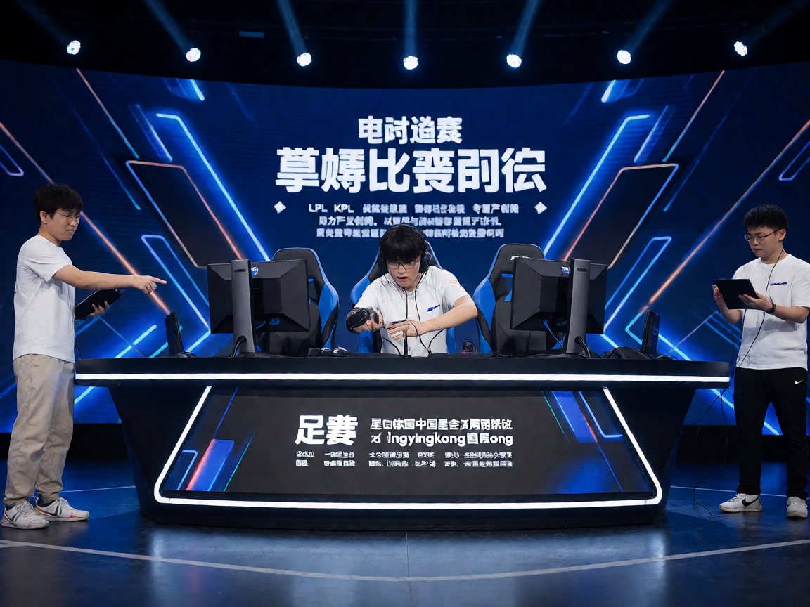 电竞比赛现场,选手在舞台前激烈对战